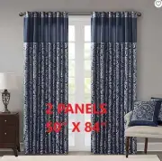 2 PC Madison Park Churchill Rod Pocket Light-Filtering Curtain Panels 50" x 84"