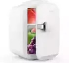 CROWNFUL Mini Fridge, 4 Liter/6 Can Portable Cooler and Warmer Personal White