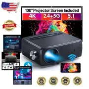 WiFi & Bluetooth 1080P Home Theater Projector with Built-in Speakers, 10K Lumens