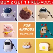 Airpods 1 2 3 Pro 3rd earphone Shockproof Silicon Case Cartoon Cover Keychain Au