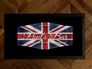 Bar runner mat - Personalised Welcome Union Jack Flag Beer label Bar Runner Mat