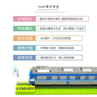 YouRblock微型積木-台鐵EMU600電聯車-通勤列車DIY模型-台鐵正式授權台灣鐵道火車系列-積木客制化