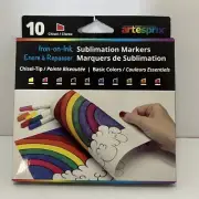 Artesprix Sublimation Iron-On Markers - Basic Colors Chisel Tip 10ct New