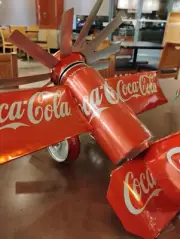 Coca Cola Aluminum Airplane Plane Hand Craft Can Made Industrial Recycling Art