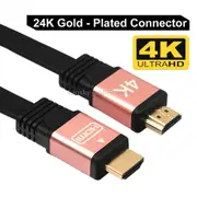 10M Hdmi 2.0 (4K) 30Awg High Speed 18Gbps Gold Plated Connectors Hdmi Male To Hdmi Male Flat Cable(Rose Gold)