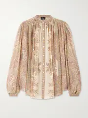 [Etro] Etro - Gathered Paisley-print Silk-chiffon Blouse - Beige - IT40 IT 40 Neutrals