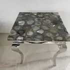 White Agate Geode Coffee Table, Agate Side Table, Lit Agate Table Top Decor