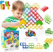 DONGTATA 64 Pieces Tetra Tower Balance Game Night Tetris Tower Balance Building Toy Balancing Stacking Montessori Toy Best Gift Board Games for 2 Players Lamp de Nuit Tulipe (Style-4)
