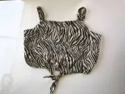 Cotton On Size S Apricot Zebra Tie Front Camisole Crop Top BNWT rrp 19.95 #F33