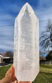 Clear Quartz Crystal Polished Tower Brazil 1lb 8.3oz.