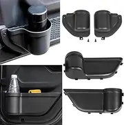 Front and Rear Door Organizer Tray For 2018 2019 2020 2021 2022 2023 Jeep Wrangler JL 4XE JLU Rubicon Sport Sahara Gladiator JT Interior Storage Accessories Black (Front Door + Rear Door)