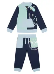 GUESS Blue Multi Active Top and Pants Set Size: 18M, Cotton