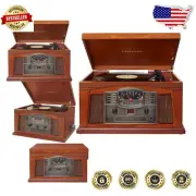 Compact Bluetooth Turntable with CD/Cassette Player - Vintage Paprika Style