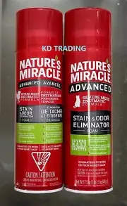 2-Pk NATURE'S MIRACLE Dog + Cat Enzymatic ADVANCED STAIN & ODOR FOAM ELIMINATOR