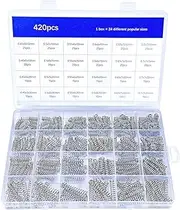 CREEYA 420-Piece Compression Spring Assortment Set, 24 Sizes of Compression Springs, Lengths 10 mm, 15 mm, 20 mm, 30 mm, Diameter 5 mm, 6 mm, 7 mm, 6 Different Elasticity, Tiny Compression Spring for