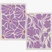 Violet Floral Kitchen Towels Set of 2- Purple Floral Hand Towels, Violet Dish...