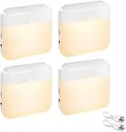 KZOBYD 4 Pack Motion Sensor Night Light, Cordless Rechargeable Battery LED Wall Lights, Magnet Stick on Closet Light, Safe Lights for Stairs, Hallway, Bathroom, Kitchen, Cabinet(WarmWhite)