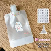 Baburu - Cartoon Travel Container / Cartoon Sticker / Label Sticker / Funnel / Set (various designs) Set of 6 - Container - With Cartoon Sticker & Label Sticker & Funnel - White - 100ml