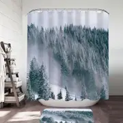 Winter Snowy Mountain Forest Shower Curtain