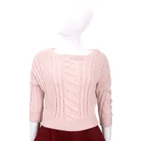 在飛比找Yahoo奇摩購物中心優惠-Max Mara-WEEKEND 粉色麻花針織七分袖上衣