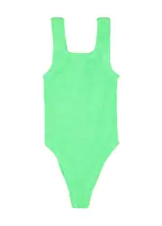 Hunza G Kids Classic Seersucker Swimsuit (7-12 Years) - Green - 7YR-12YR (M) 7YR-12YR (M)