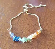 Chakra Bracelet 7 Bead Healing Gold Lava Stone Adjustable Bracelet