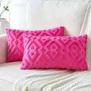 Pack of 2 Soft Plush Short Wool Velvet 20" x 12" (Pack of 2) Hot Pink
