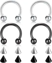 [D.Bella] 22G 20G 18G 16G 14G 12G 10G 8G 6G 4G 2G 0G 00G Surgical Steel Nose Septum Horseshoe Hoop Eyebrow Lip Navel Belly Nipple Piercing Ring Helix Tragus Daith Rook Captive Earrings Replacement