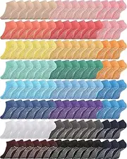[Chuarry] 60 Pairs Grip Socks Yoga Non Slip Pilates Socks Bulk Anti Skid Barre Ballet Socks for Women Adult Elderly Hospital