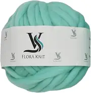 Merino Wool Super Chunky Yarn- Bulky Roving Yarn for Finger Knitting,Crocheting Felting,Making Rugs Blanket and Crafts by FLORAKNIT (Ice Green, Chunky-40mm-1.1LB)