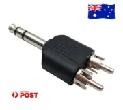 6.35mm 1/4" Male Plug to 2 RCA 2RCA Male Jack Audio Adapter Splitter Stereo AU