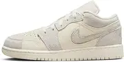 [Nike] Air Jordan 1 Low Grade School Basketball Shoe Sky J Light Olive/Black-Celadon FD9092-300, Pale Ivory/Sail, 7 US