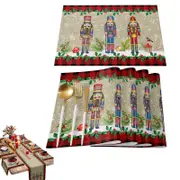 4Pcs Nutcracker Place Mats Carton Soldier Table Mats for Christmas Dining Table Party-Style 2