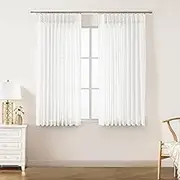WEST LAKE Short Bright White Pinch Pleat Sheer Curtains for Living Room Bedroom,72 Inches Retro Textured Drapes with Back Tab,Farmhouse Window Treatment Set for Track,Custom Multi Sizes,58" Wx72 Lx2