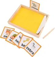 Math Toys Wooden Writing Trays Sensory Educational Toys for Boys and Girls Preschool English Learning