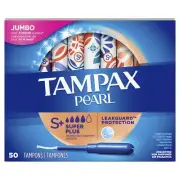 Tampax Pearl Super Plus Tampons Plastic Applicator Unscented 300 Count