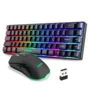 60% Wireless Gaming Keyboard and Mouse Combo,LED Backlit Rechargeable 2000mAh...