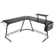 Corner Gaming Desk L Shaped With Screen Riser Round Computer Desk Workstation