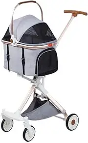 Pet Stroller Dog Stroller Folding Dog Stroller Pet Stroller for Small Medium Dogs Cats, 4 Wheels Travel Carrier with Storage Basket Cat Stroller Dog Strollers(Size:D)