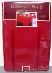 NEW ELEGANCE PLAID RED FABRIC TABLECLOTH 60 x 120" Oblong CHRISTMAS VALENTINES