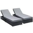Gardeon 2PC Sun Lounge Wicker Lounger Outdoor Furniture Day Bed Adjustable