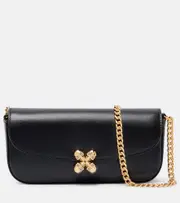 [McQueen] McQueen Skull Flower leather shoulder bag One Size black