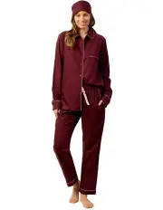 [Wanderluxe Sleepwear] Bordeaux Pyjama Set in Wine