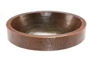 VO18SKDB Oval Skirted Vessel Hammered Copper Sink
