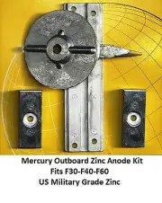 Zinc Anode Kit for Mercury F30 F40 F60 Engines Military Grade Zinc NEW!