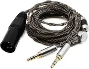 Youkamoo 4 Pin XLR Balanced Male Compatible for Hifiman HE4XX, HE-400i Headphones 8 Core Braided Silver Plated Replacement Audio Upgrade Cable (2 x 3.5mm Version)