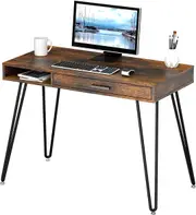 Home Office Computer Hairpin Leg Desk with Drawer for Home Office Writing Desk, Makeup Vanity Console Table