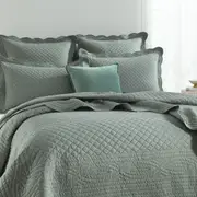 Renee Taylor Scallop Jacquard Coverlet Set - JUNIPER