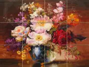 Art Vivid Color Flowers Vase Mural Ceramic Bath Backsplash Decor Tile #1200