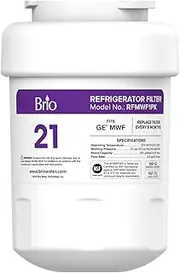 Brio Replacement Refrigerator Filter for GE® MWF, Sears®/Kenmore® 9991, Water & Ice Fridge Filter, Compatible with GWF, GWFA, GWF01, GWF06, GSE25GSHECSS, MWFA, HDX FMG-1, MWFP, WRO2X11020, 1PK